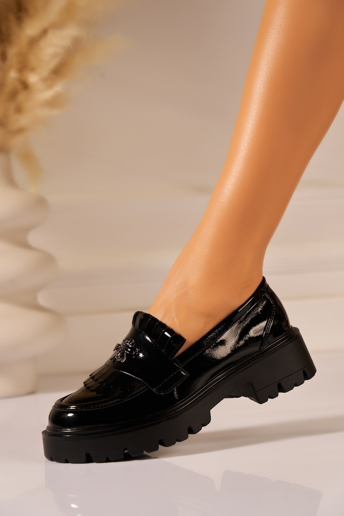 Loafers Dama Piele Ecologica Lacuita Negri Nashya3