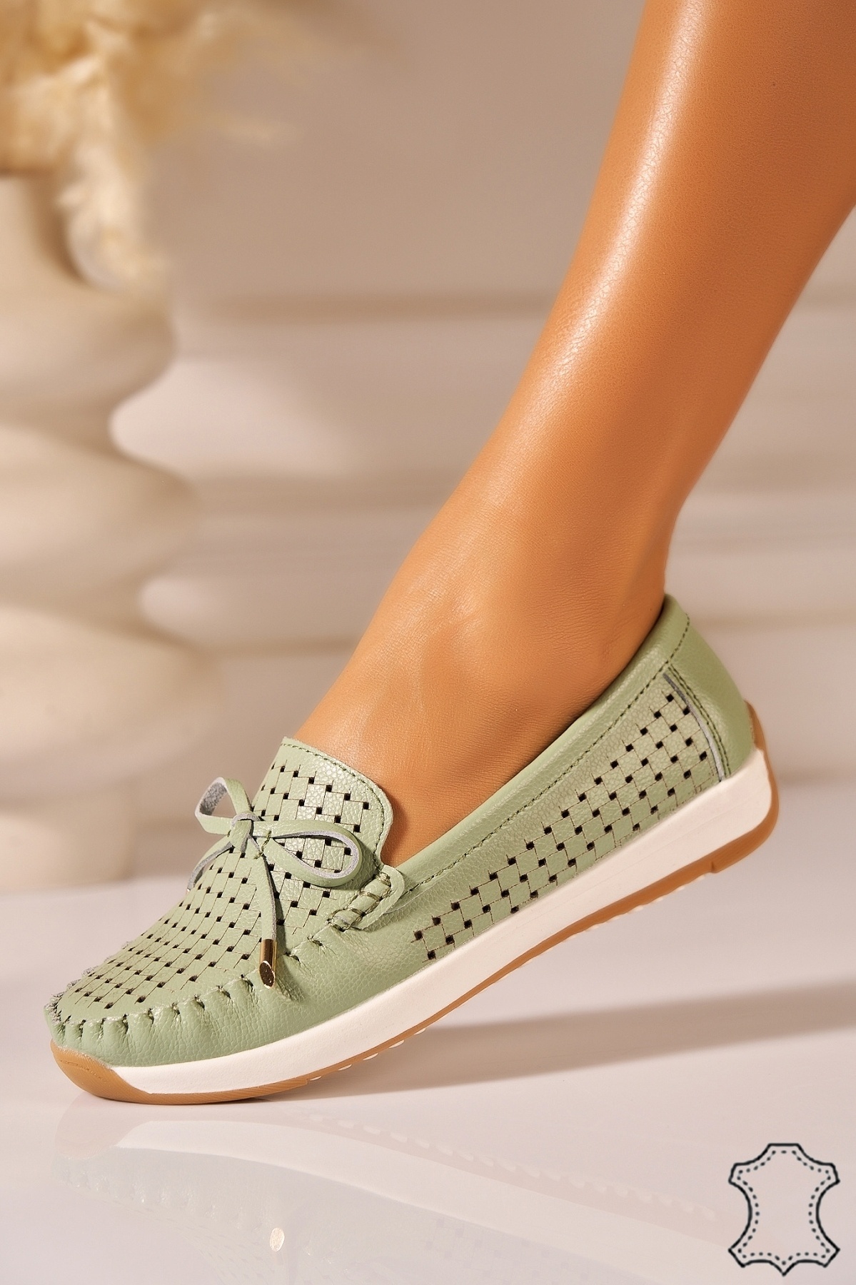 Mocasini dama Piele Naturala Verzi Jessy