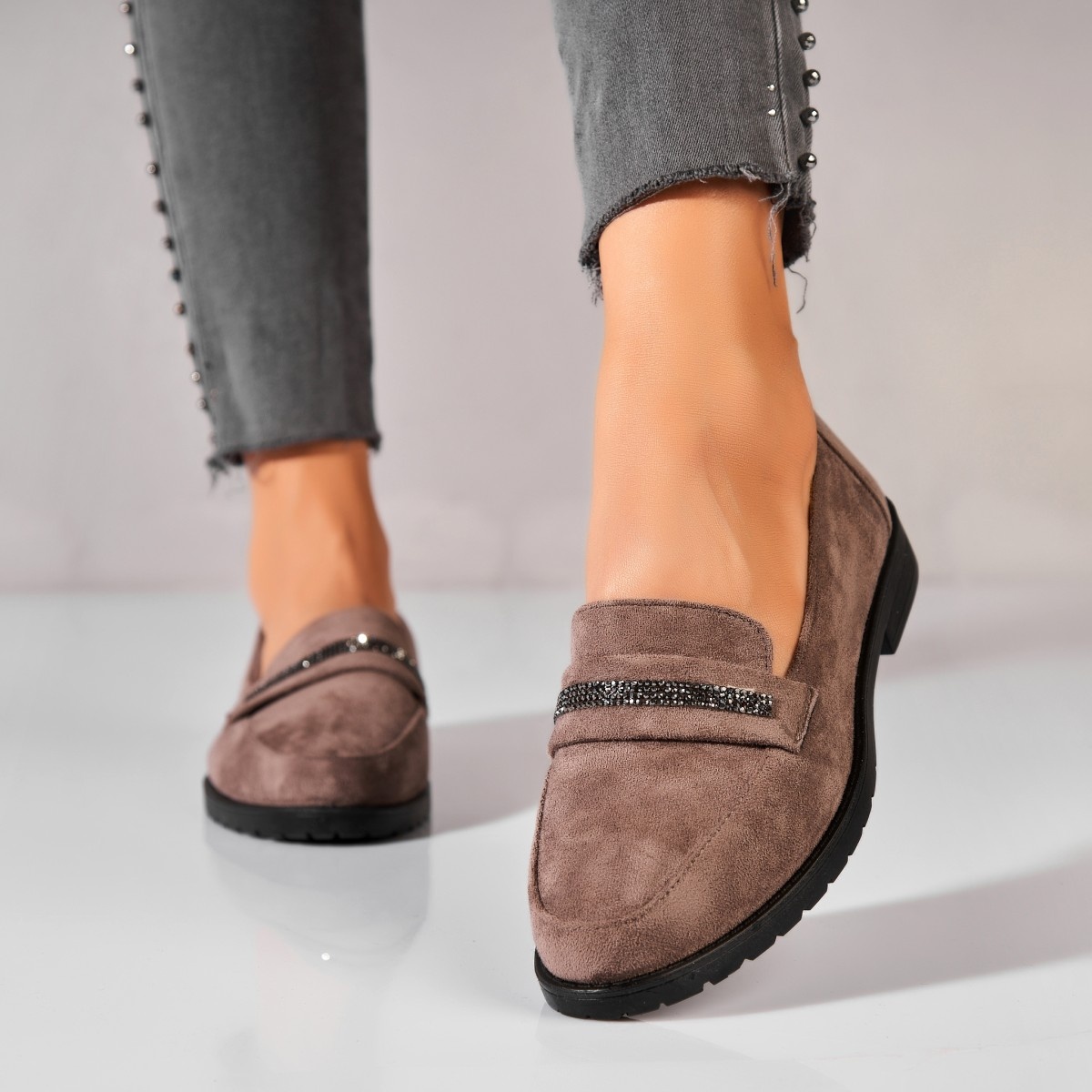 Pantofi dama casual Kaki din Piele Ecologica Intoarsa Jessly