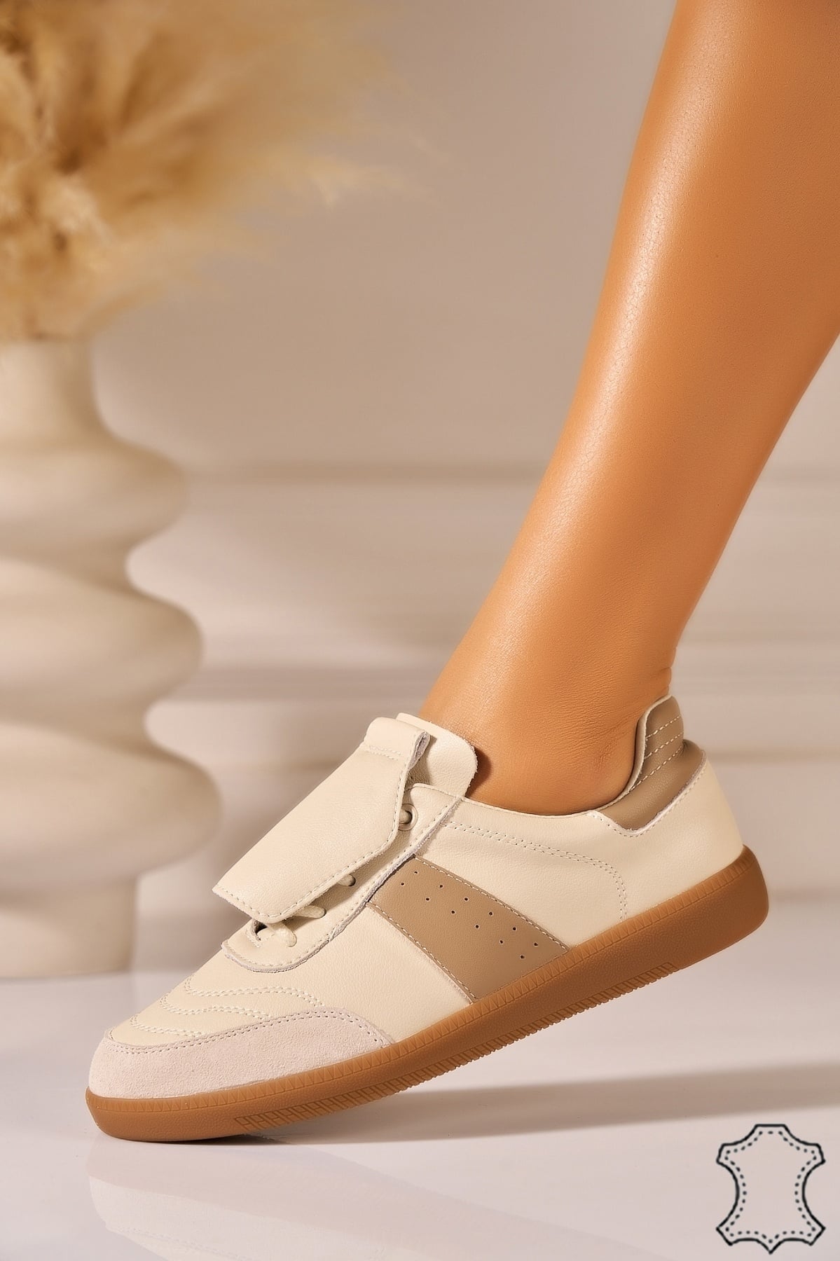 Adidasi Piele Naturala Bej Kardys