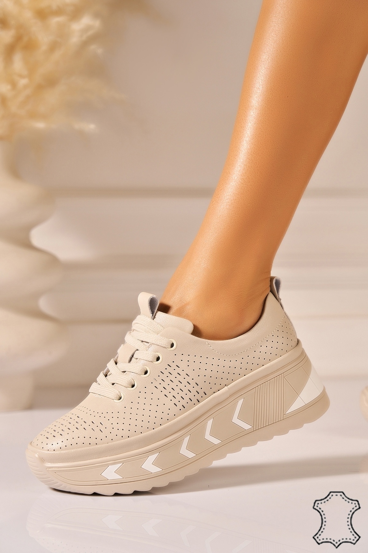 Adidasi Piele Naturala Bej Zully