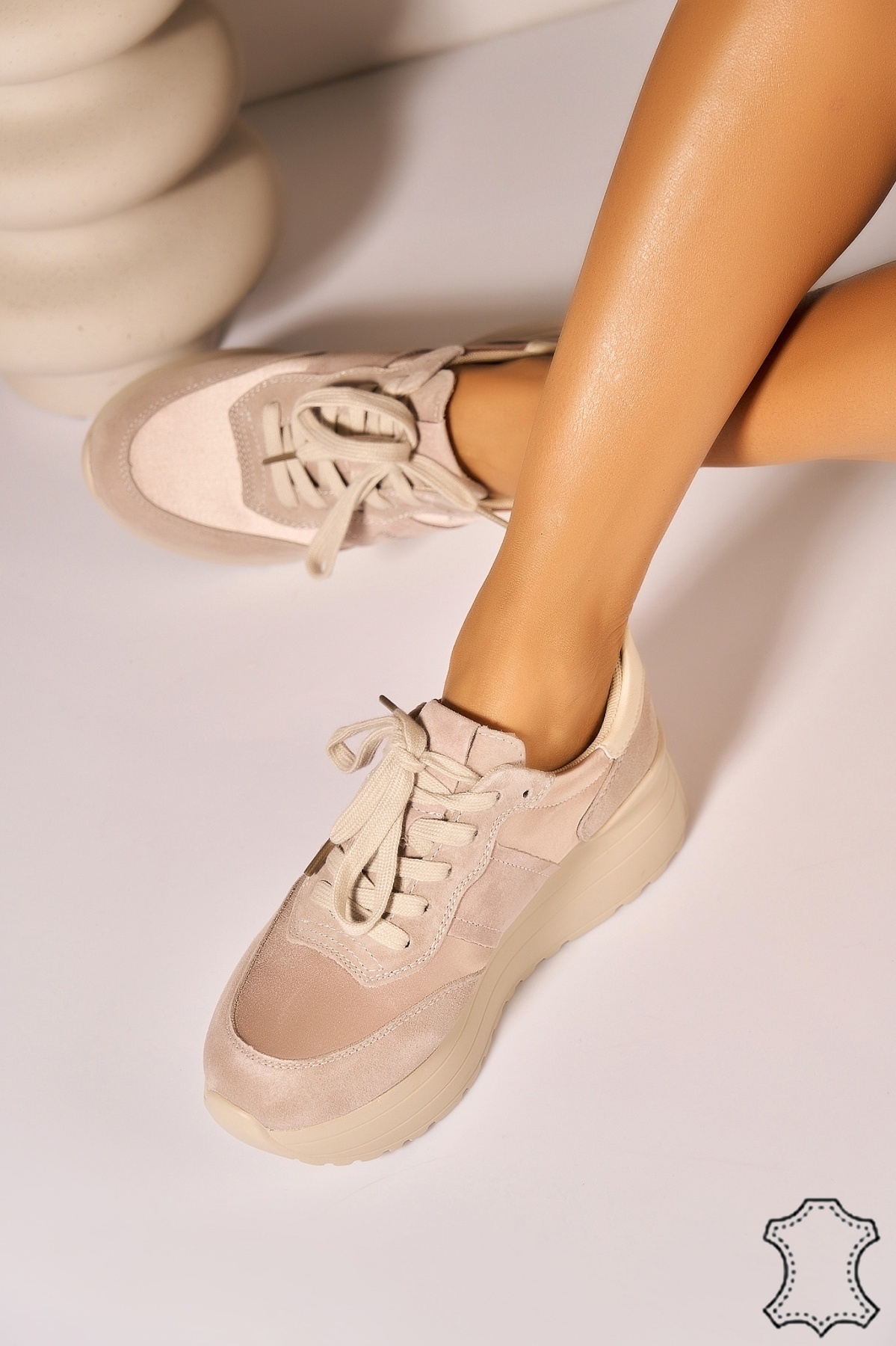 Adidasi Piele Naturala Intoarsa Bej Fyrra