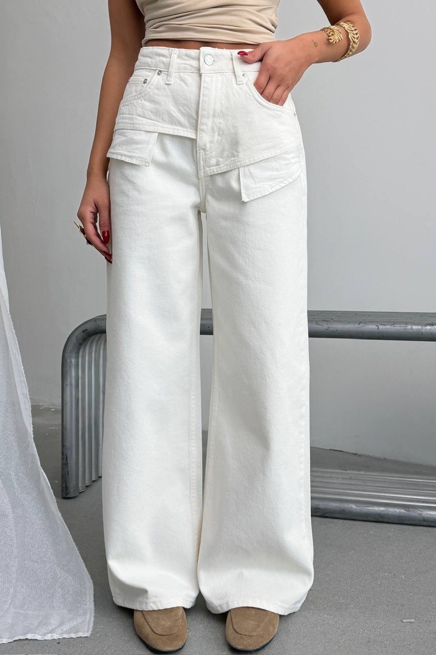 Blugi Damă Oversize Albi Mavley
