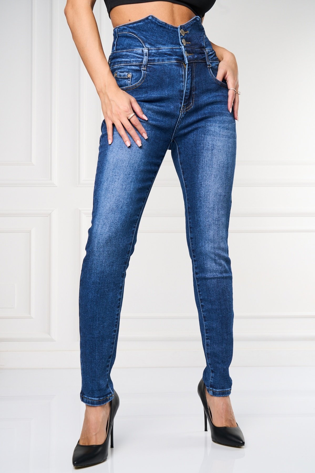 Blugi Damă Skinny Fit Bleumarin Kinda