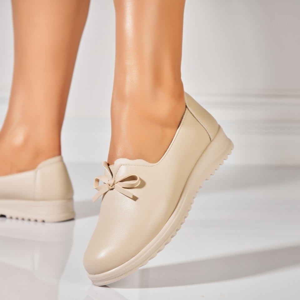 Pantofi dama casual Bej din Piele Ecologica Cecily