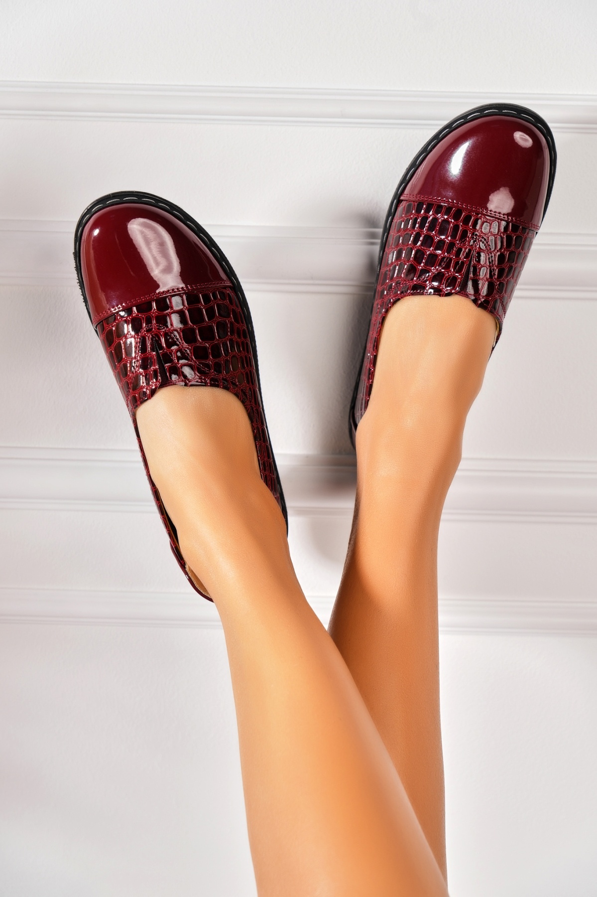 Pantofi dama casual Bordo din Piele Ecologica Lacuita Kouri