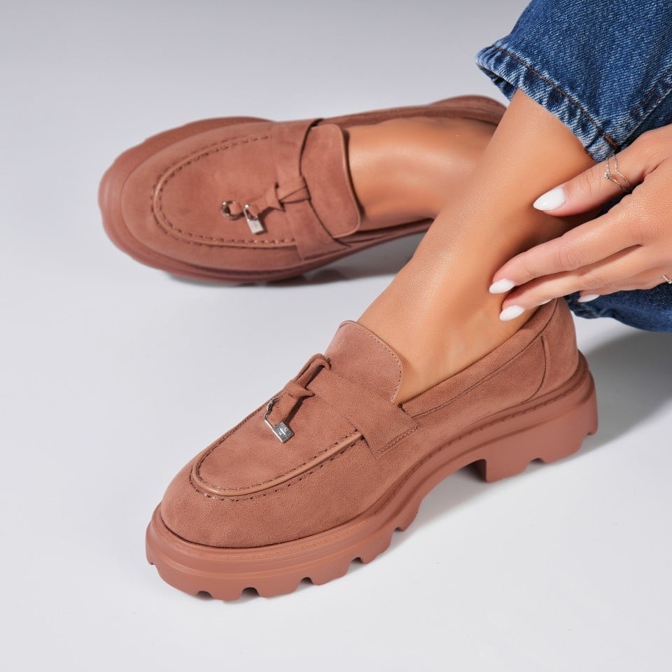 Pantofi dama casual Kaki din Piele Ecologica Intoarsa Sanvi