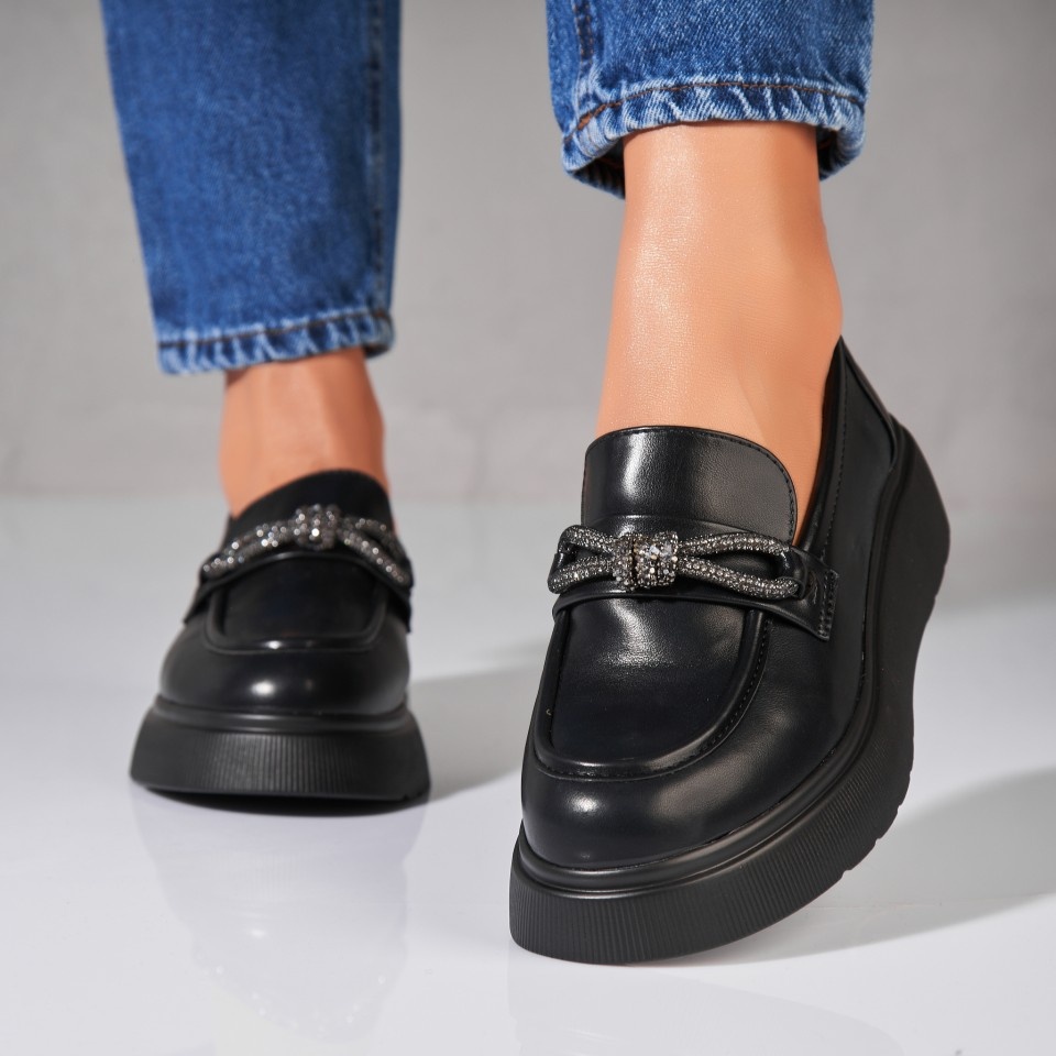 Pantofi dama casual Negri din Piele Ecologica Aryn