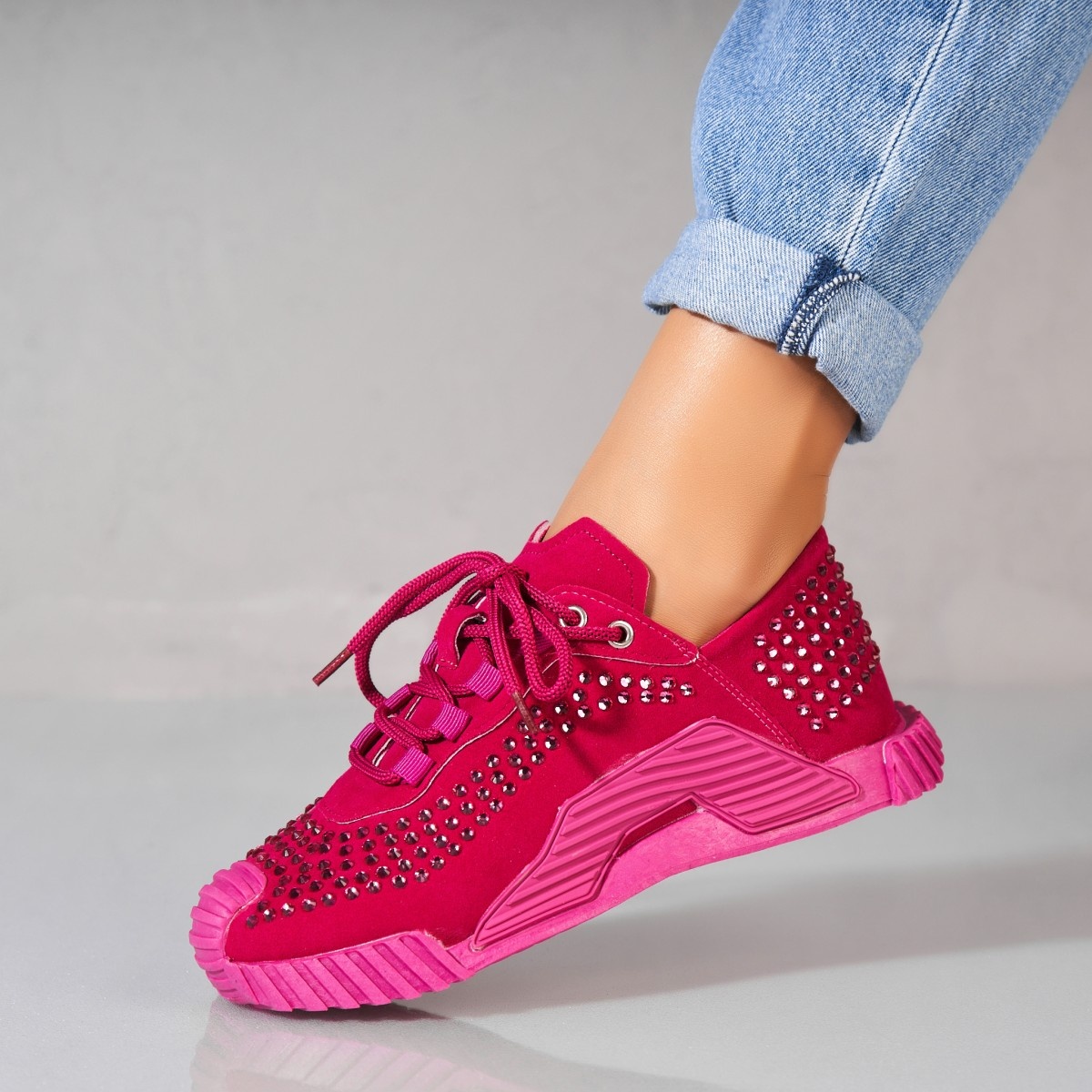 Adidași damă Piele Ecologica Intoarsa Fucsia Salesi