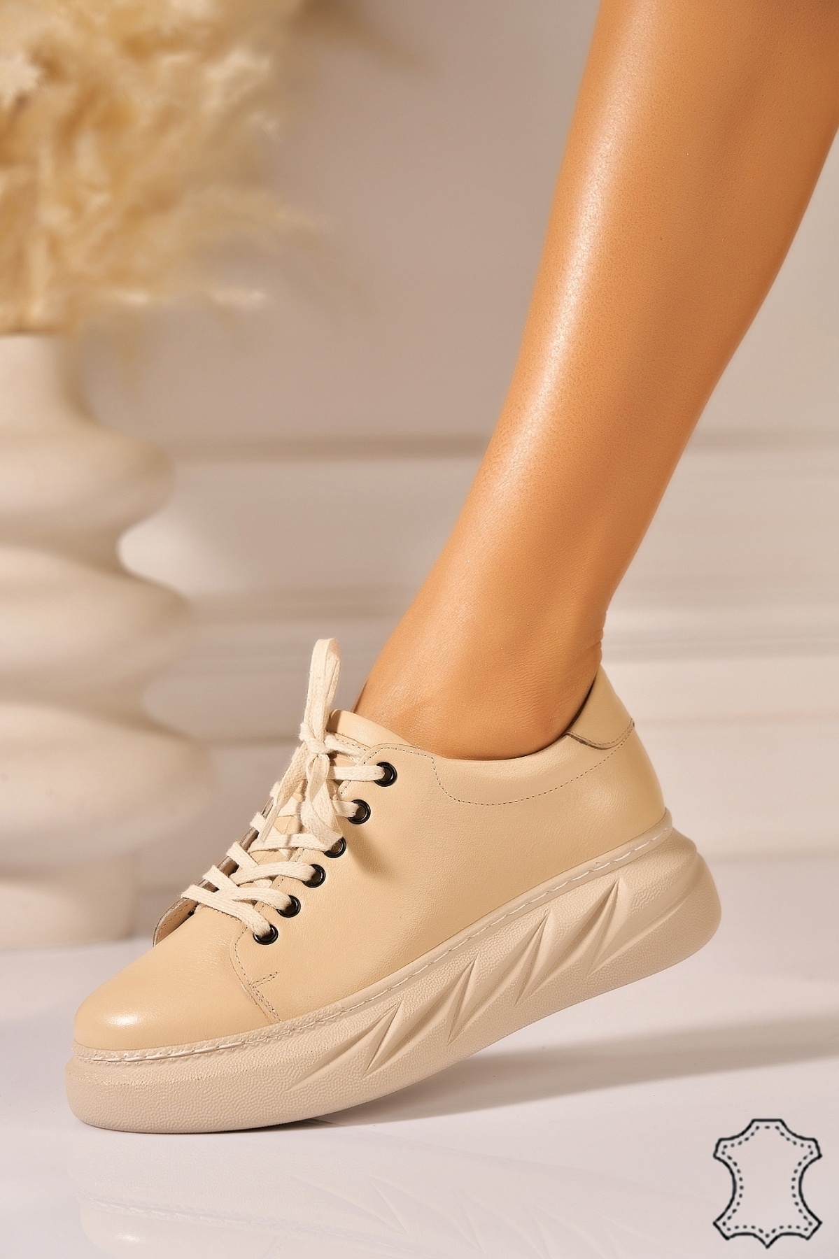 Adidasi Piele Naturala Bej Azana