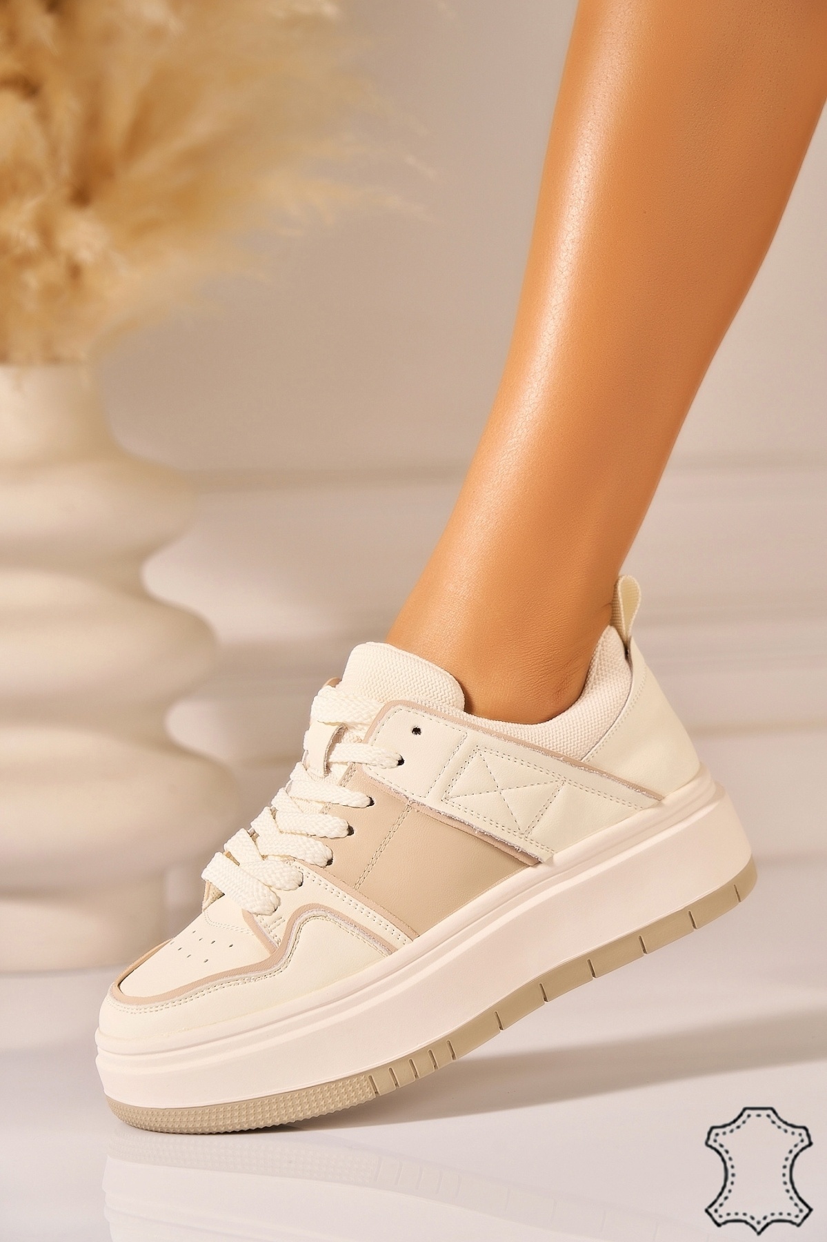 Adidasi Piele Naturala Bej Neydis