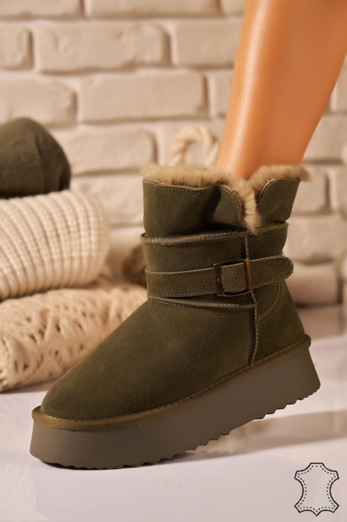 Cizme Piele Naturala Intoarsa dama Verzi Koah