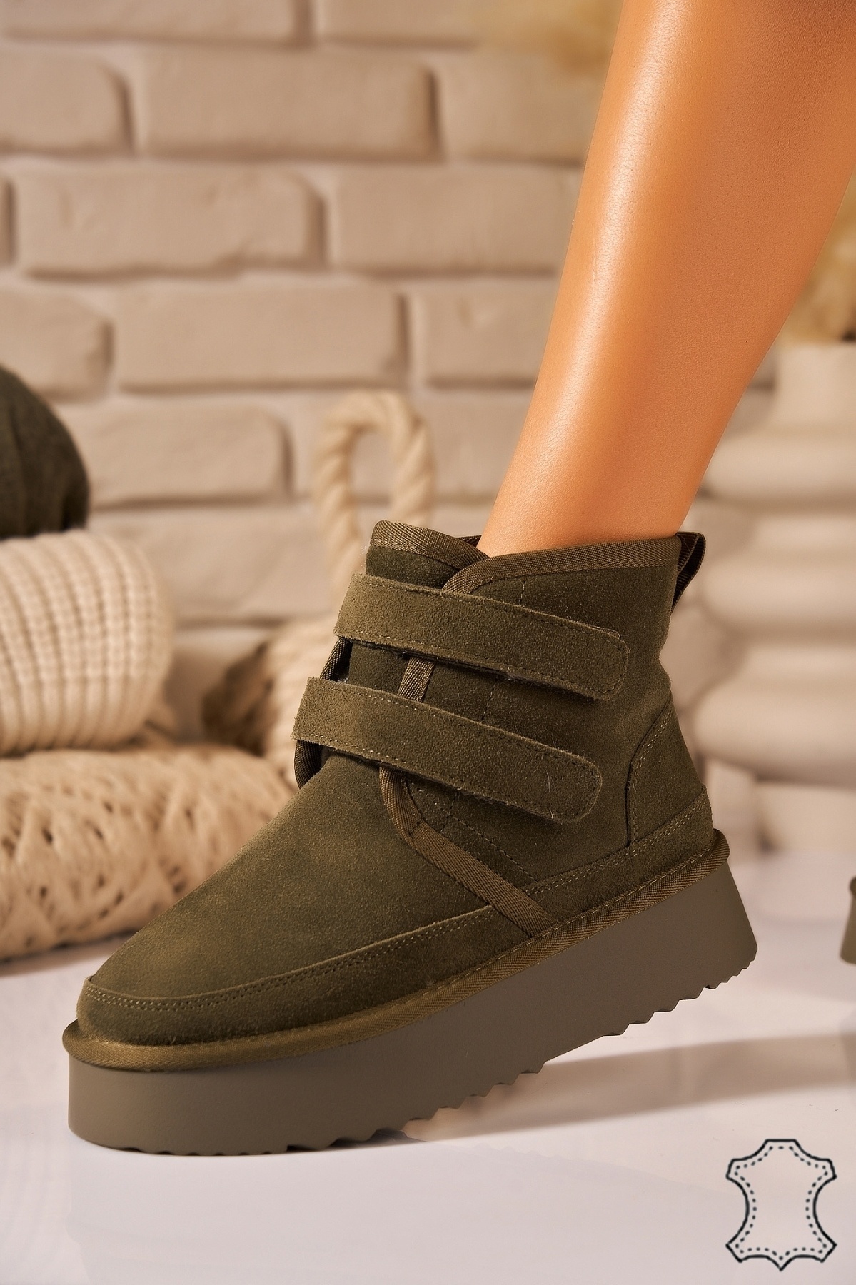 Cizme Piele Naturala Intoarsa dama Verzi Savena