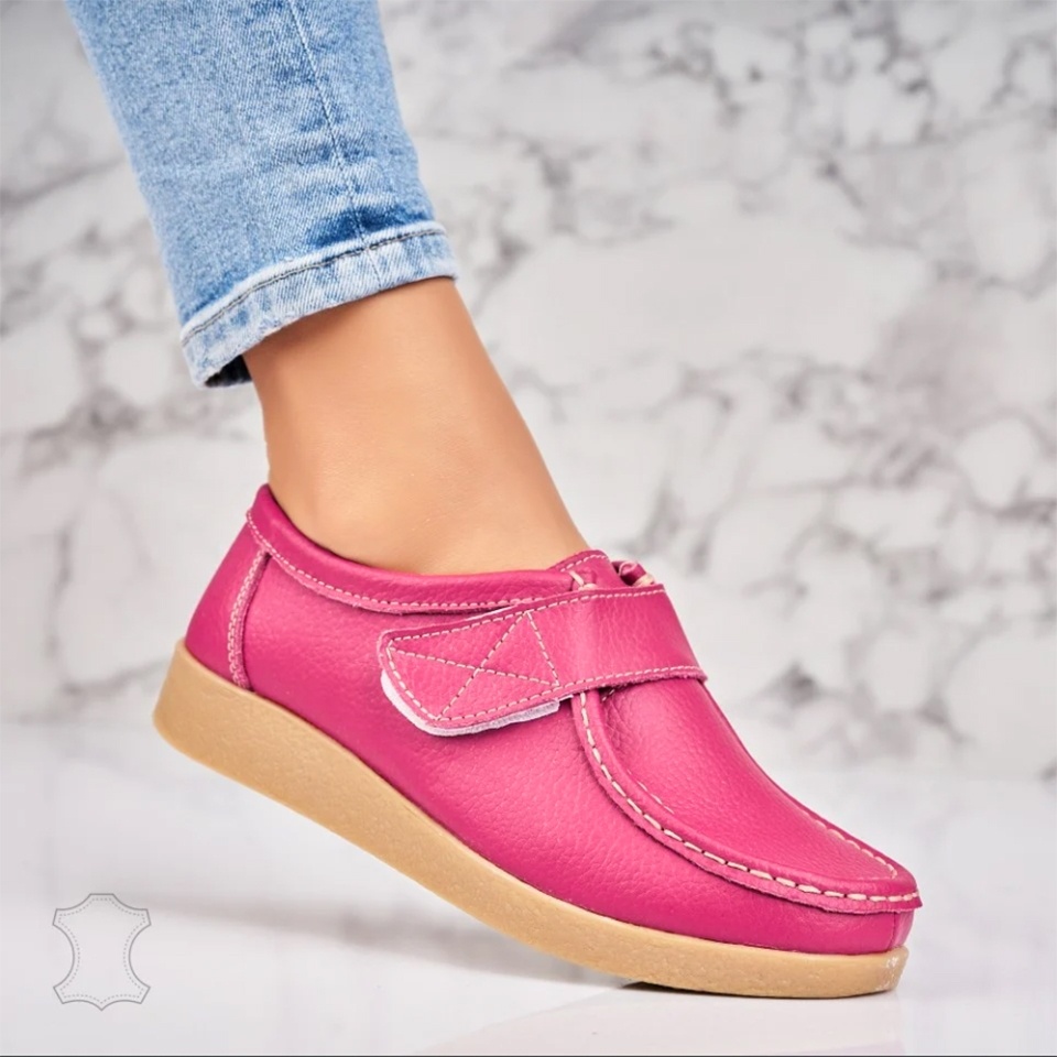 Mocasini dama Piele Naturala Fucsia Genesi