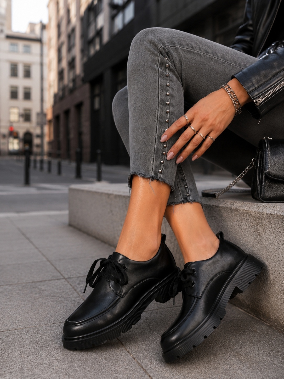 Pantofi dama casual Negri din Piele Ecologica Dalina
