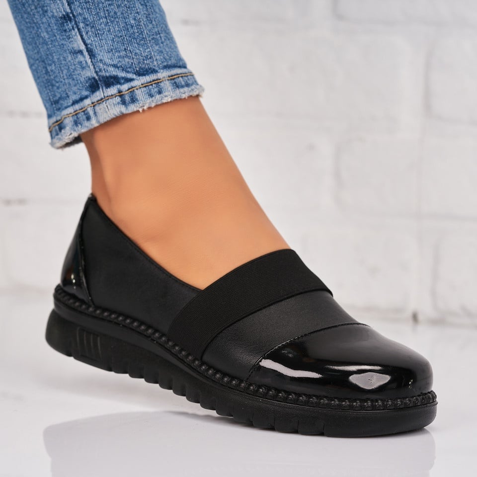 Pantofi dama casual Negri din Piele Ecologica Janelle