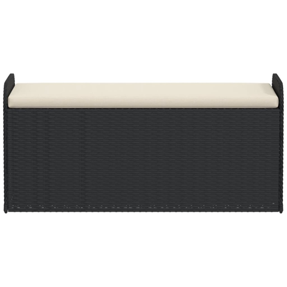 Bancă de depozitare cu pernă, negru, 115x51x52 cm, poliratan - 3 | YEO