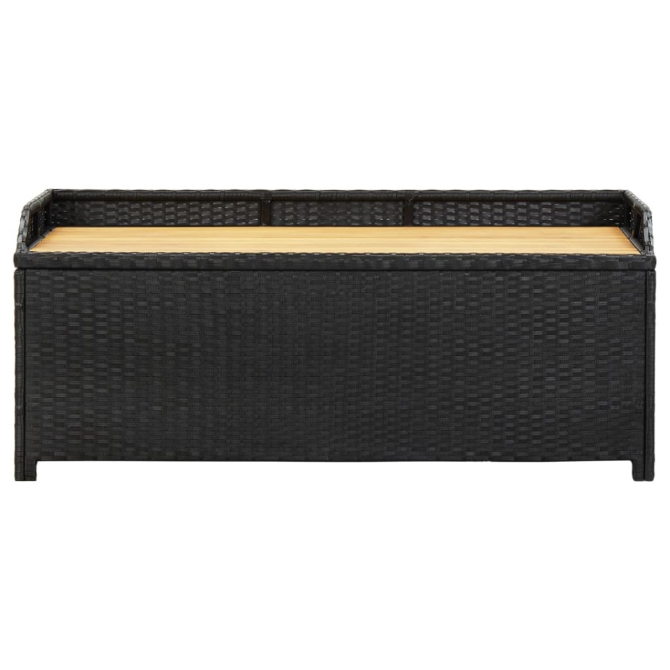 Bancă de depozitare pentru grădină, negru, 120 cm, poliratan - 2 | YEO