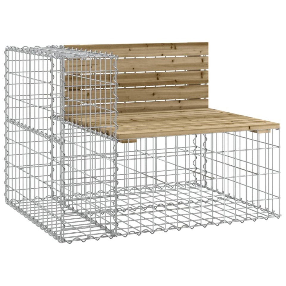 Bancă de grădină cu gabion, 184x71x65,5 cm, lemn pin impregnat - 2 | YEO