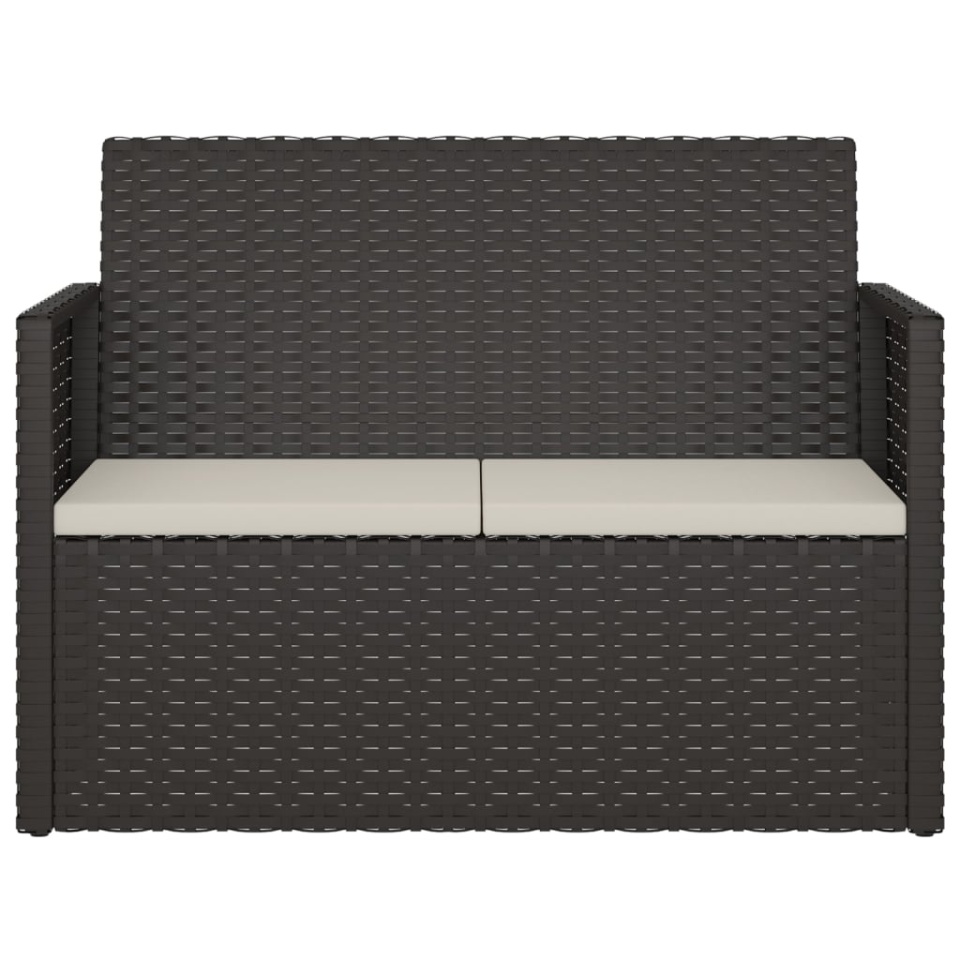 Bancă de grădină cu perne, negru, 105 cm, poliratan - 3 | YEO
