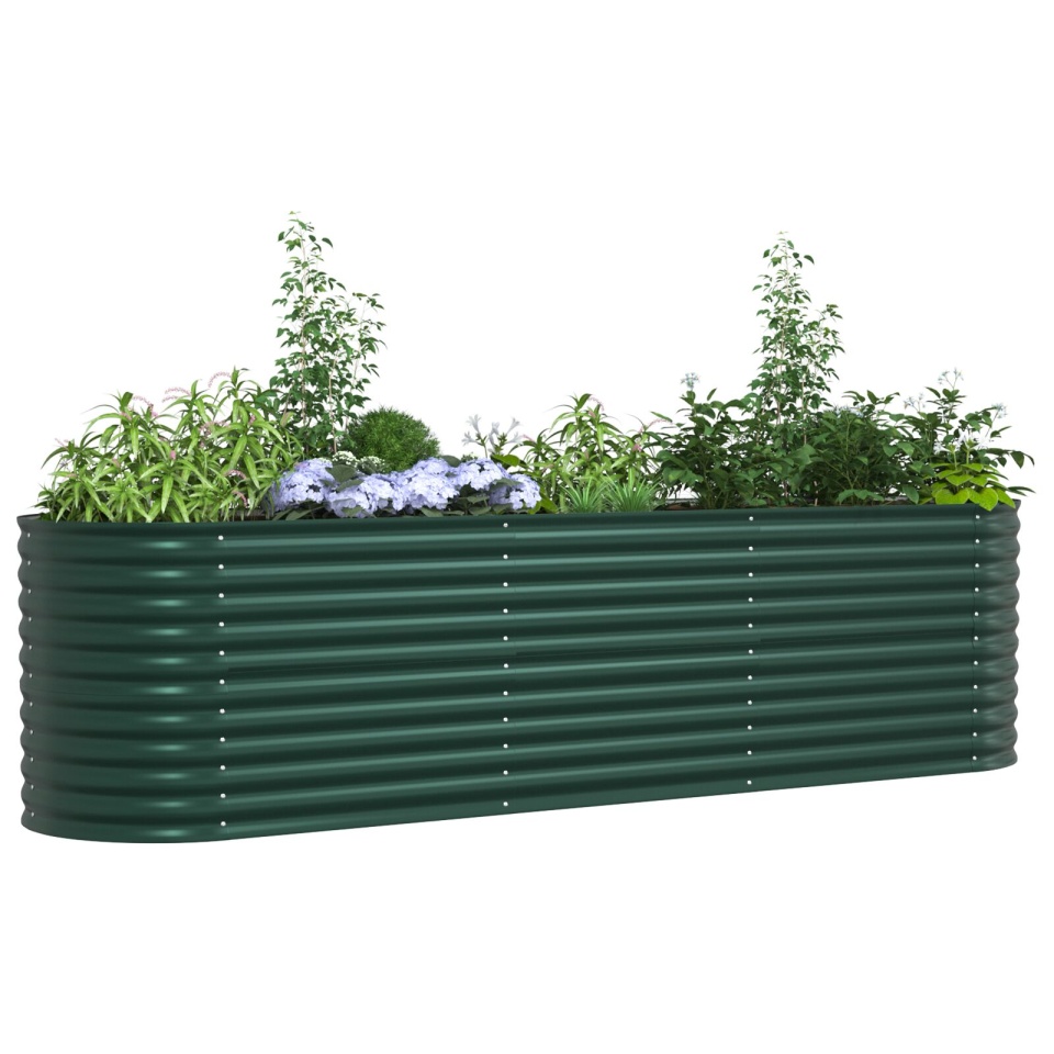 Bază de Grădină Ridicată Verde 320x80x81 cm din Oțel Galvanizat - 2 | YEO