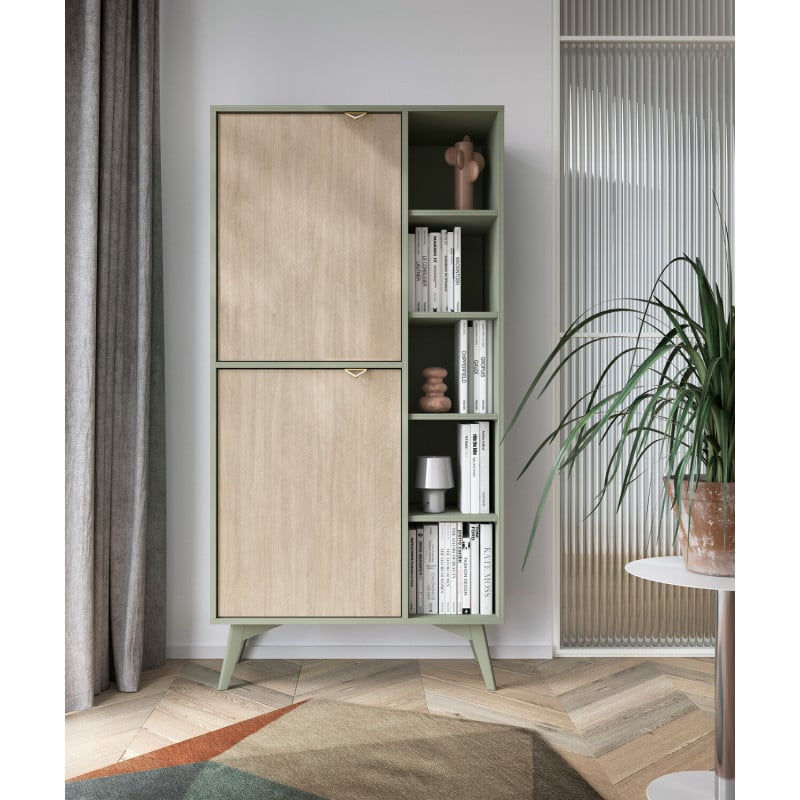 Bibliotecă din eucalipt Palos PA06- scandi heringbone 80 cm 2D - 2 | YEO