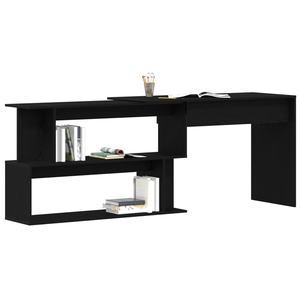 Birou Negru Stejar 200x50x76 cm Lemn Prelucrat - 2 | YEO