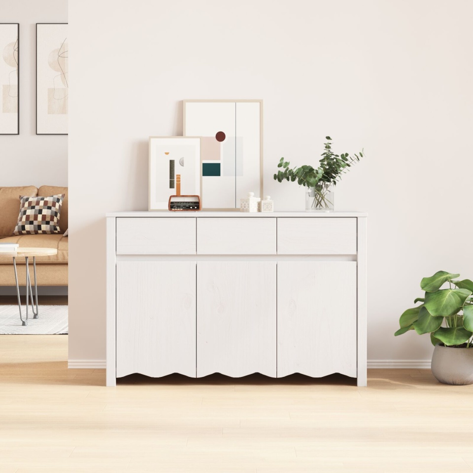 Bufet DRAMMEN Alb 114x43x75,5 cm Lemn Masiv Pin - 3 | YEO