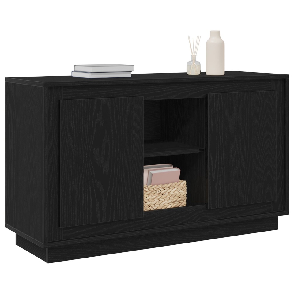 Bufet Negru Stejar 102x35x60 cm Lemn prelucrat - 2 | YEO