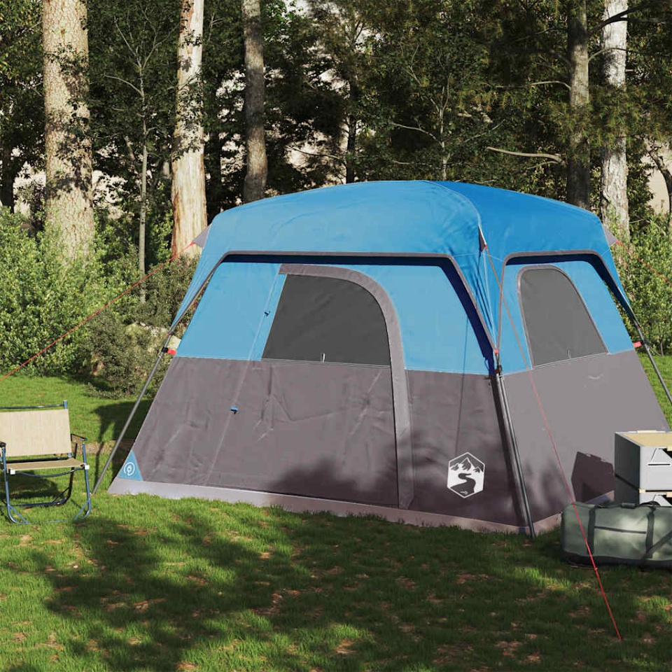 Cabină cort de camping, 4 persoane, albastru, impermeabil - 2 | YEO