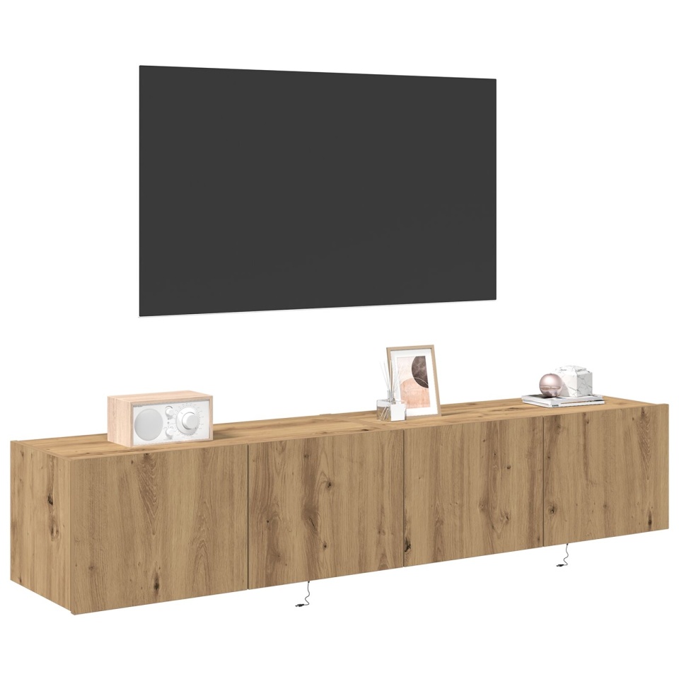 Cabinete TV cu lumini LED 2 buc Artisan Stejar 80x35x31 cm - 2 | YEO