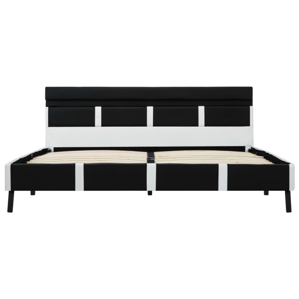 Cadru de pat cu LED, negru, 140 x 200 cm, piele ecologică - 3 | YEO