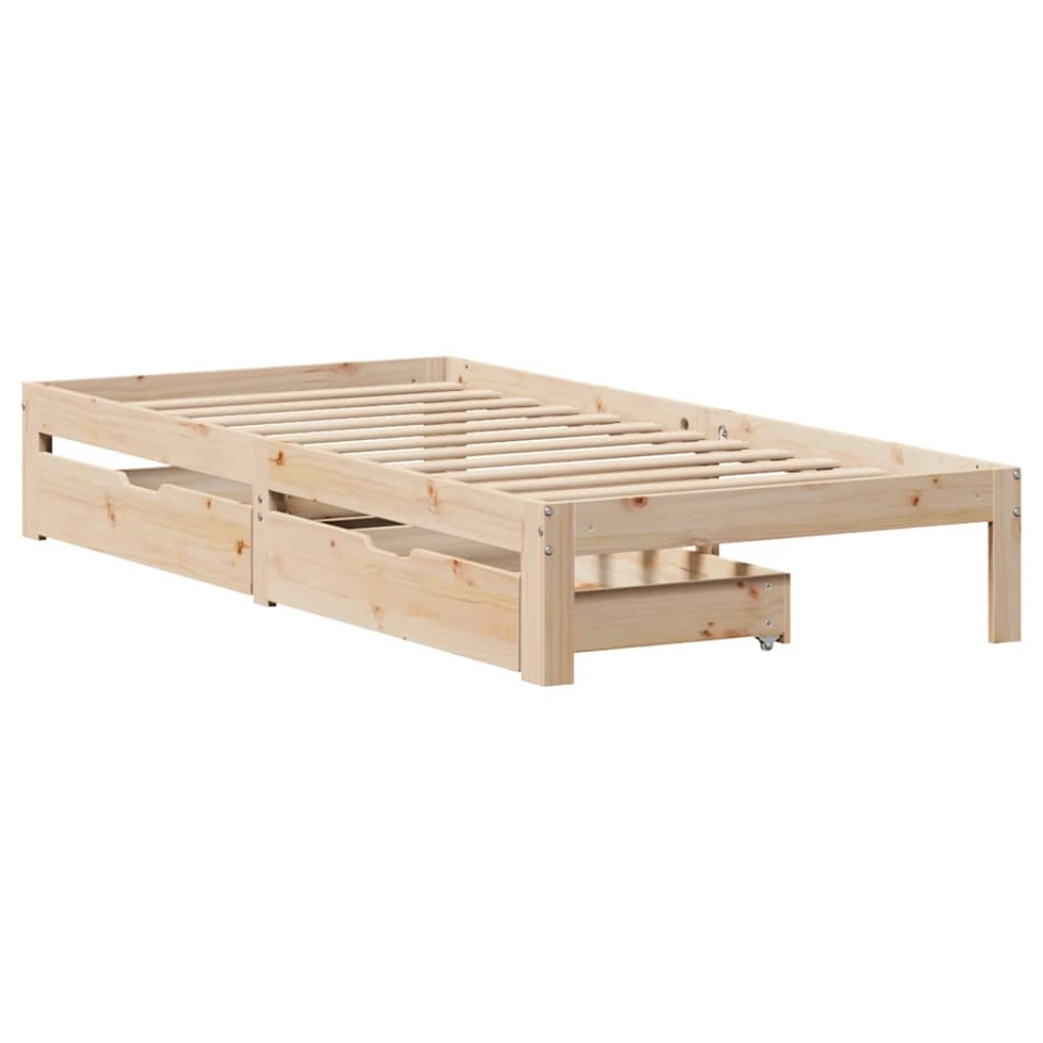 Cadru de pat cu sertare, 90x200 cm, lemn masiv pin - 2 | YEO