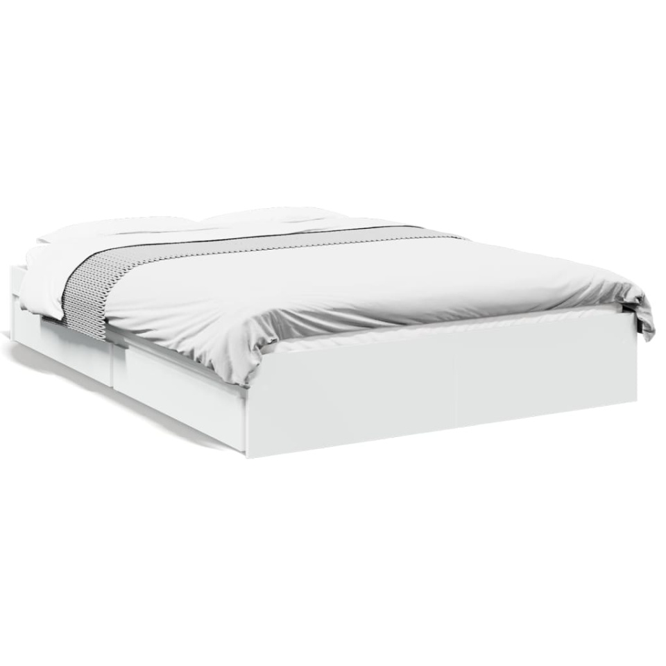 Cadru de pat cu sertare, alb, 120x200 cm, lemn prelucrat - 1 | YEO