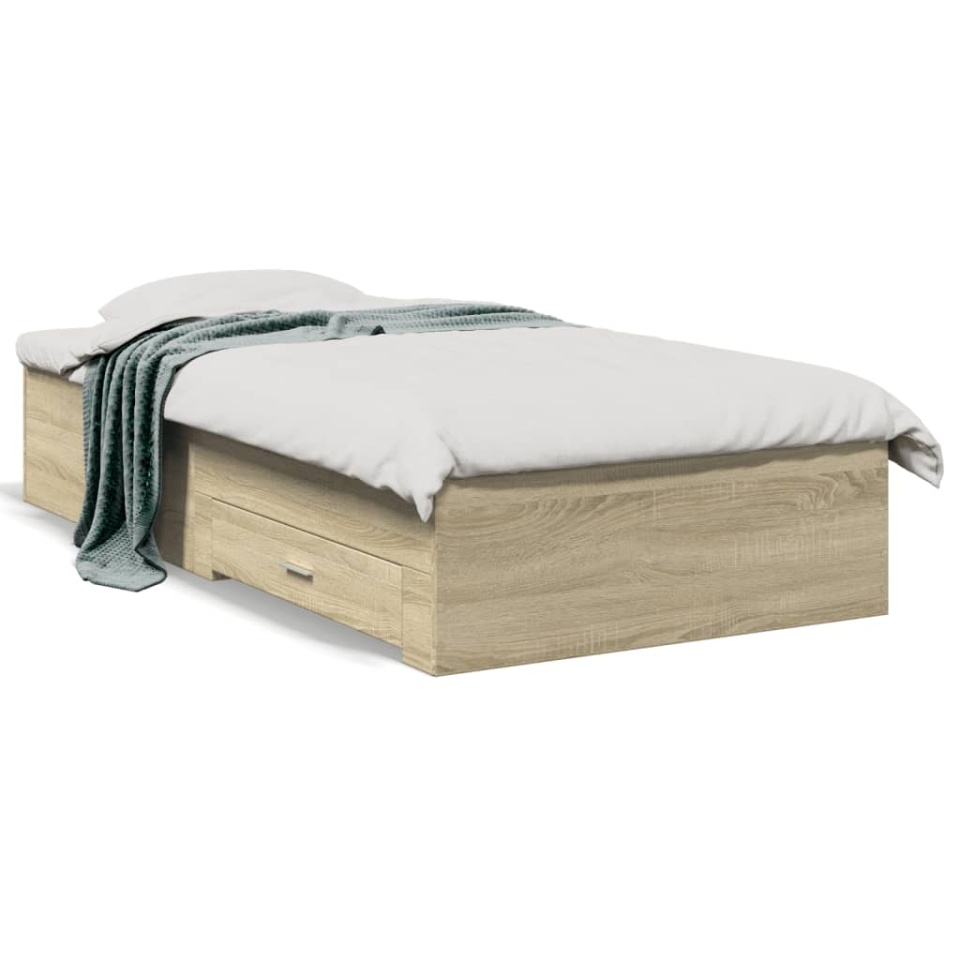 Cadru de pat cu sertare stejar sonoma 100x200 cm lemn prelucrat - 1 | YEO