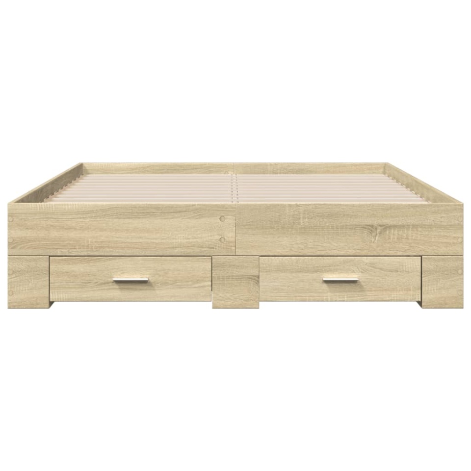 Cadru de pat cu sertare stejar sonoma 140x190 cm lemn prelucrat - 3 | YEO