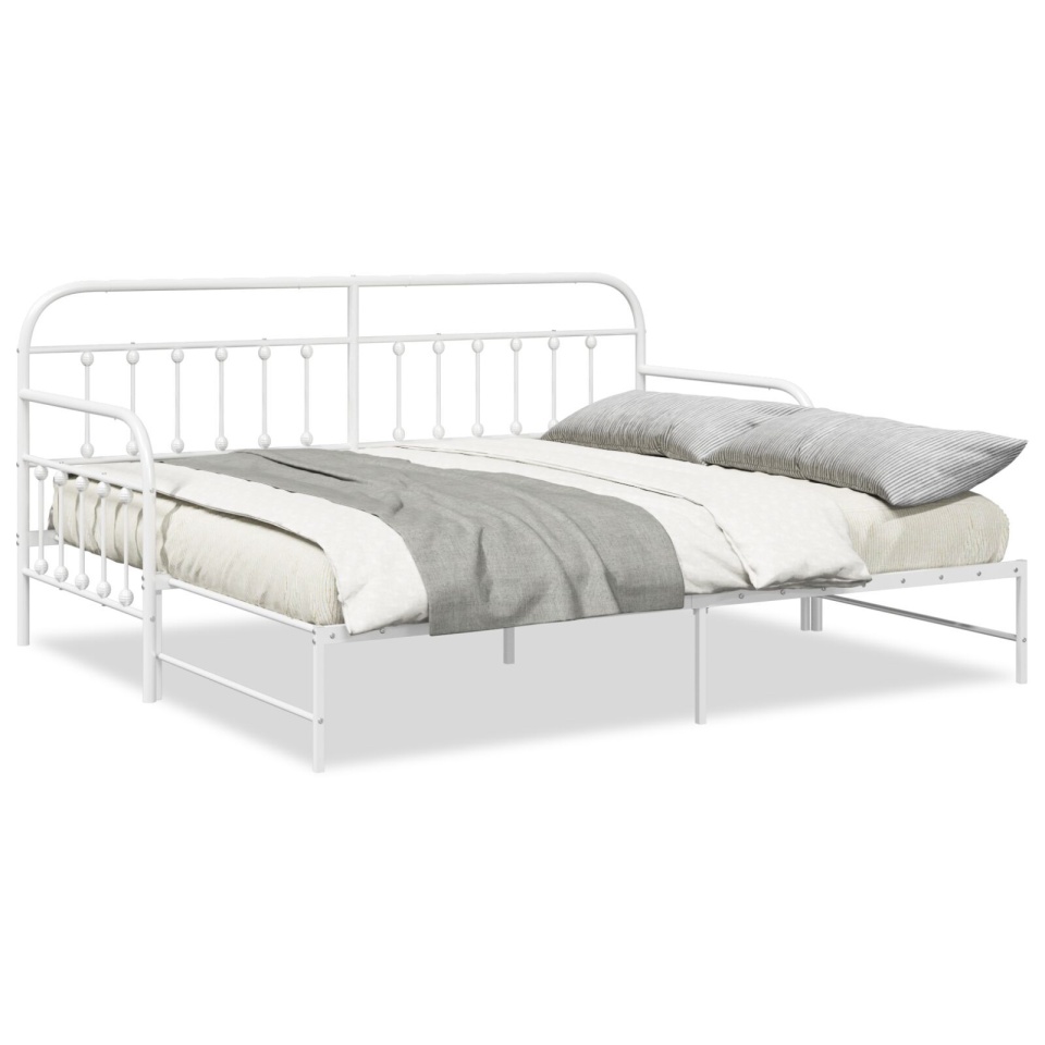 Cadru de pat Daybed cu trundă Alb 90x190 cm Oțel - 3 | YEO