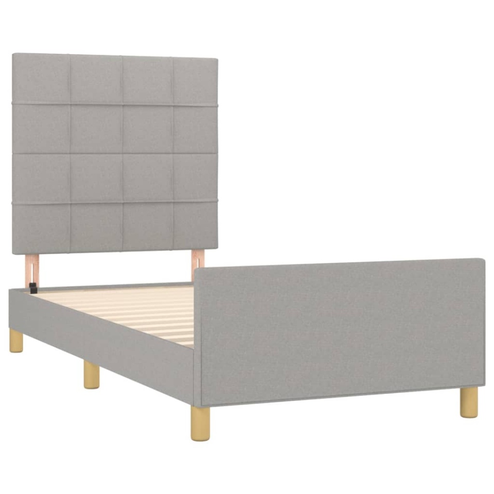 Cadru de pat fără saltea, gri deschis, 100x200 cm, textil - 3 | YEO