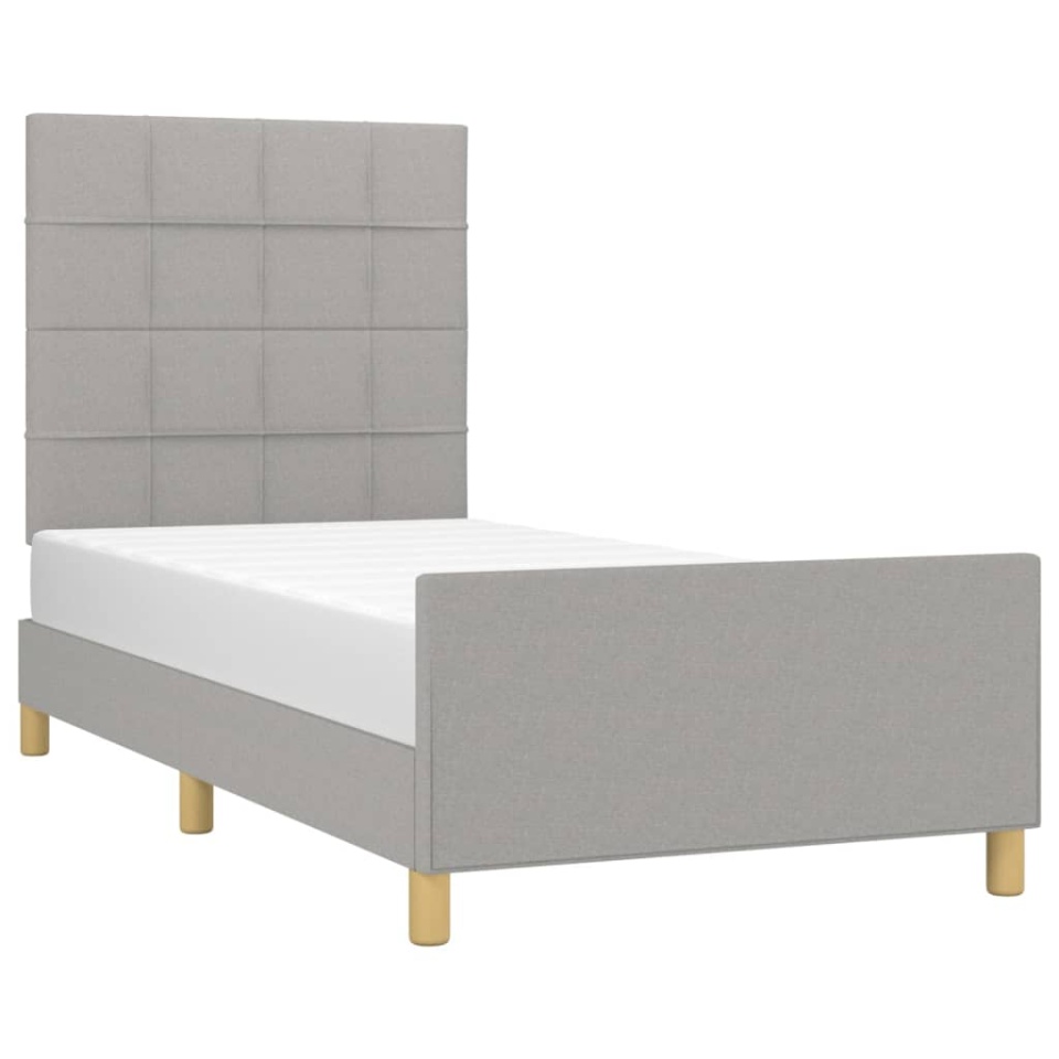 Cadru de pat fără saltea, gri deschis, 90x190 cm, textil - 2 | YEO