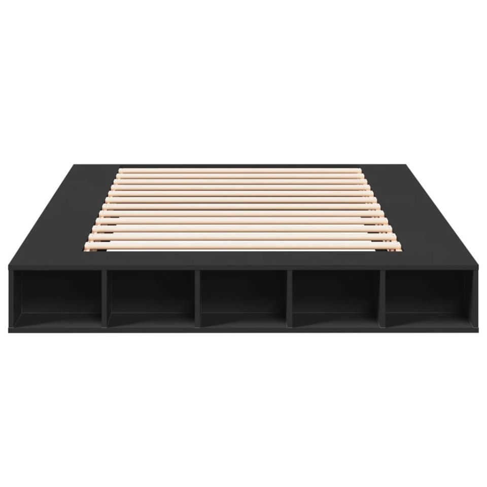 Cadru de pat, negru, 160x200 cm, lemn prelucrat - 3 | YEO