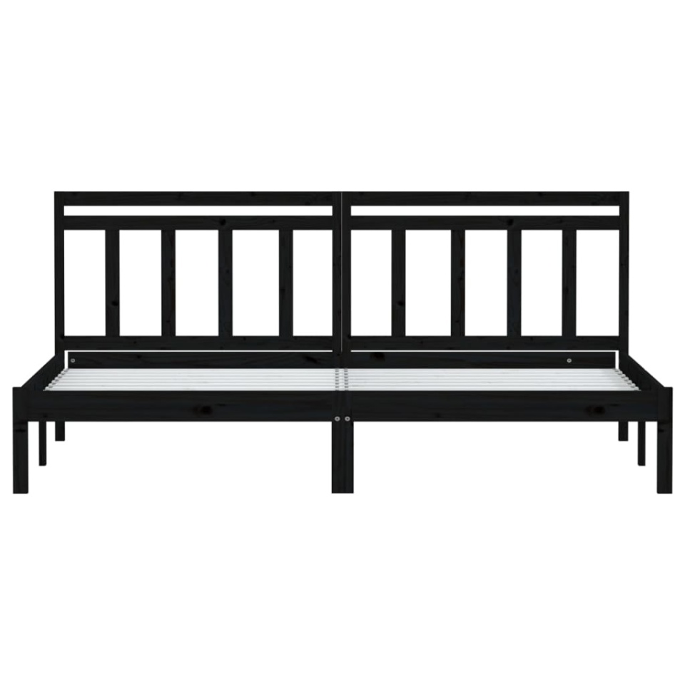 Cadru de pat, negru, 200x200 cm, lemn masiv de pin - 3 | YEO