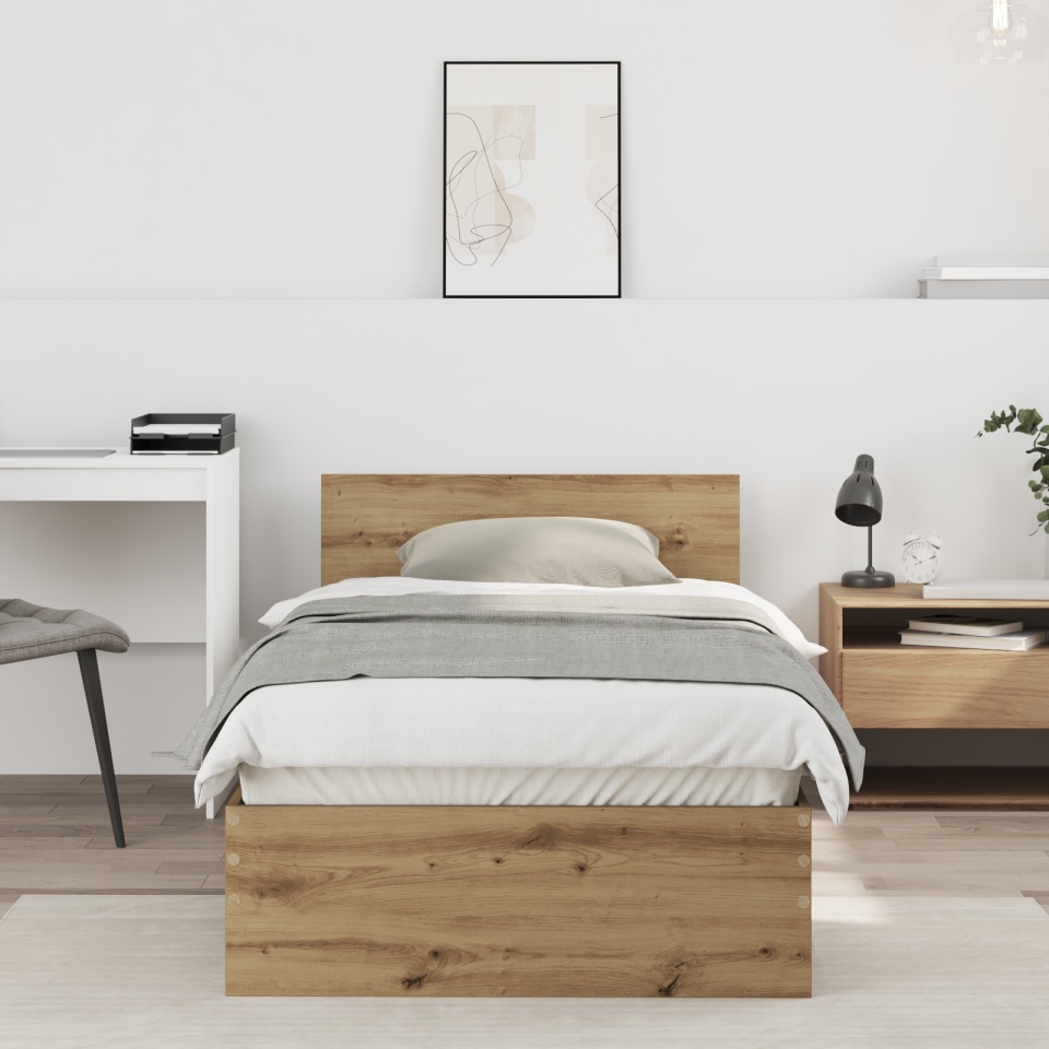 Cadru de pat stejar artizanal 90x190 cm Lemn multistrat