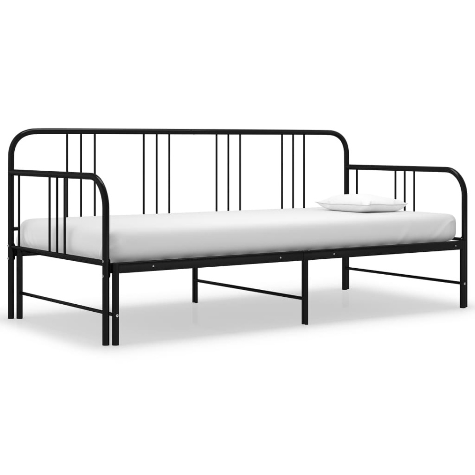 Cadru pat canapea extensibilă, negru, 90 x 200 cm, metal