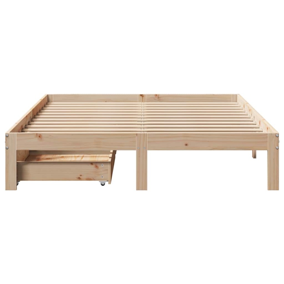 Cadru pat cu sertare, 140x200 cm, lemn masiv pin - 3 | YEO