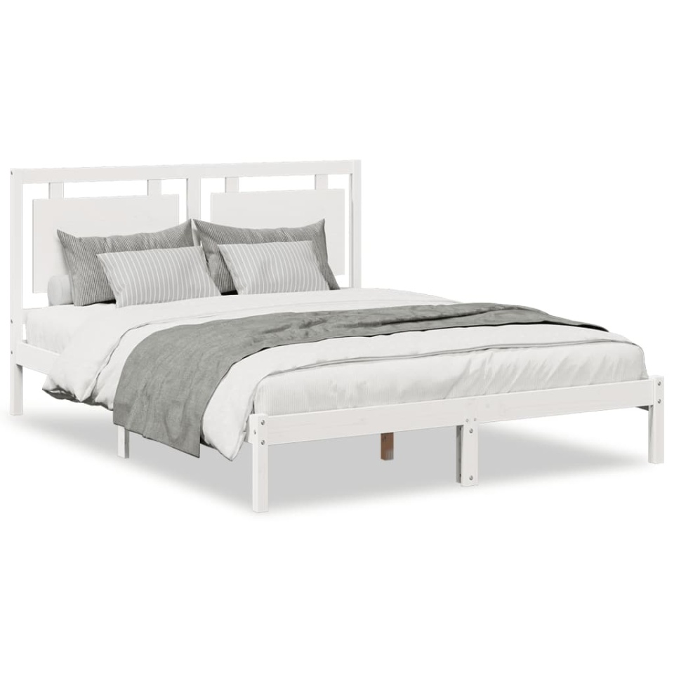 Cadru pat foarte lung fără saltea, alb, 160x210 cm lemn masiv - 1 | YEO