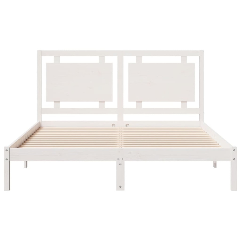 Cadru pat foarte lung fără saltea, alb, 160x220 cm lemn masiv - 3 | YEO