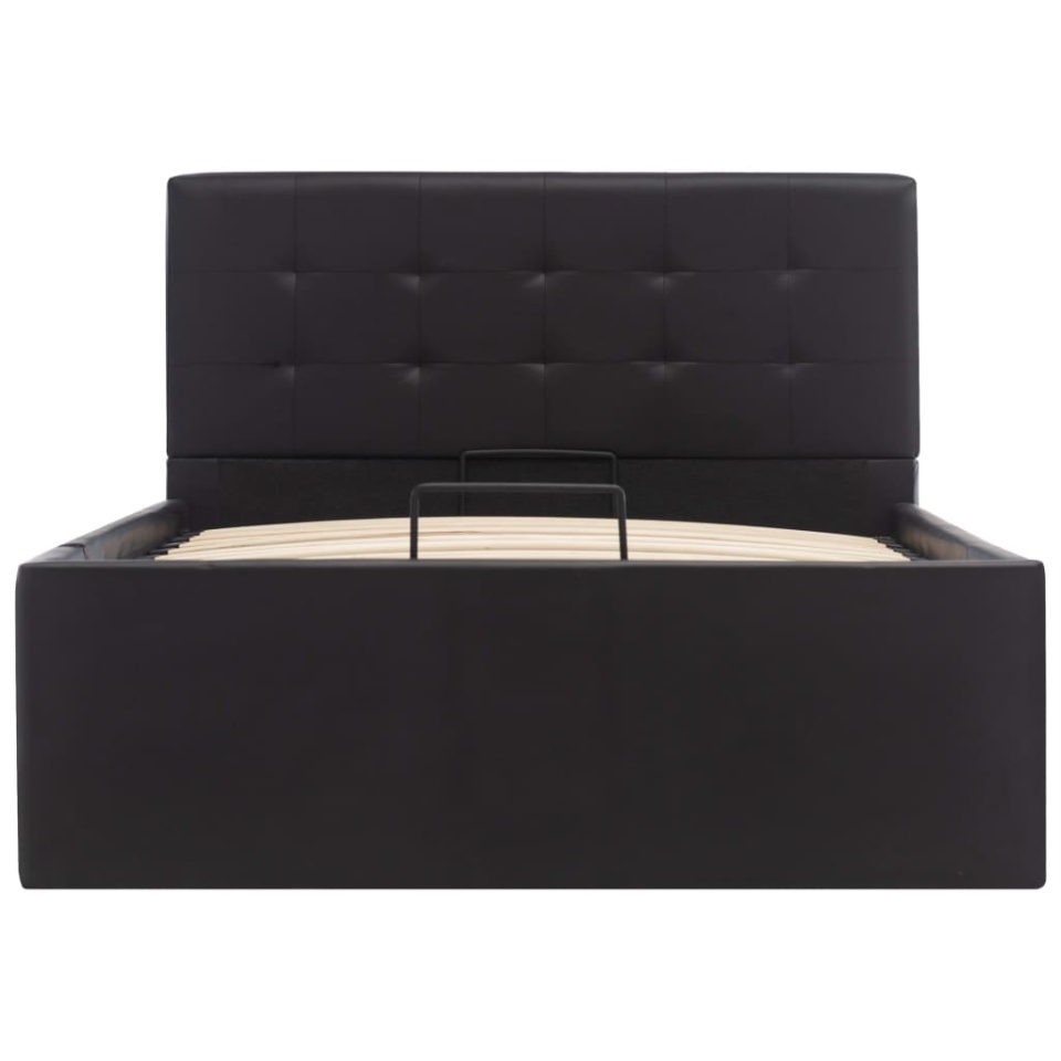 Cadru pat hidraulic cu ladă negru 90 x 200 cm piele ecologică - 3 | YEO