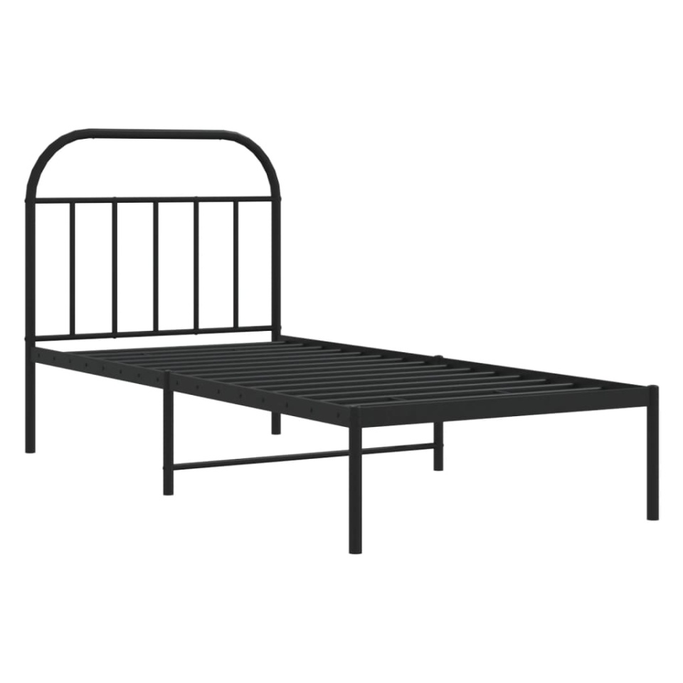 Cadru pat metalic cu tăblie, negru, 90x200 cm - 2 | YEO