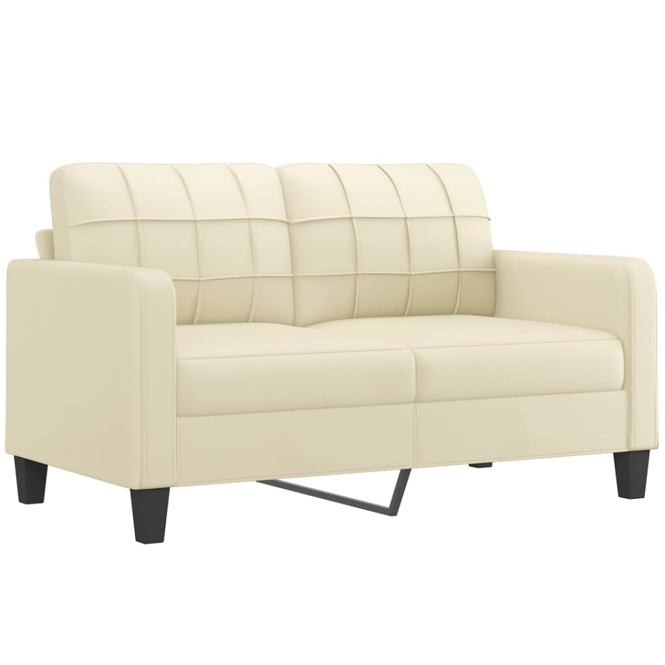Canapea cu 2 locuri cu pernuțe, crem, 140 cm, piele ecologică - 3 | YEO