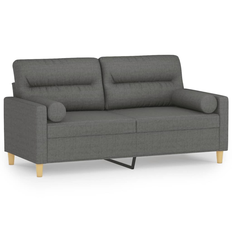 Canapea cu 2 locuri cu pernuțe, gri închis, 140 cm, textil - 1 | YEO